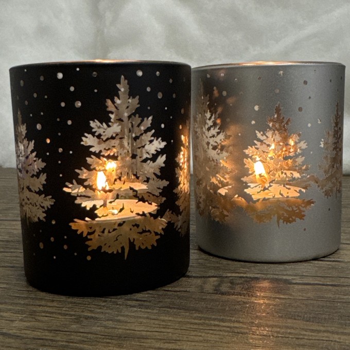 PORTAVELAS DE CRISTAL NAVIDEÑO